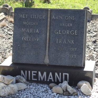 NIEMAND Maria 1915-1957 &amp; George Frank 1917-1975