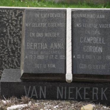 NIEKERK Campbell Gordon, van 1901-1980 &amp; Bertha Anna BRUCKNER 1905-1975