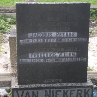 NIEKERK Jacobus Petrus, van 1889-1947 :: NIEKERK Frederick Willem, van 1917-1962