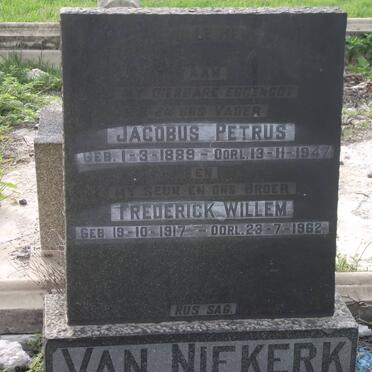 NIEKERK Jacobus Petrus, van 1889-1947 :: NIEKERK Frederick Willem, van 1917-1962