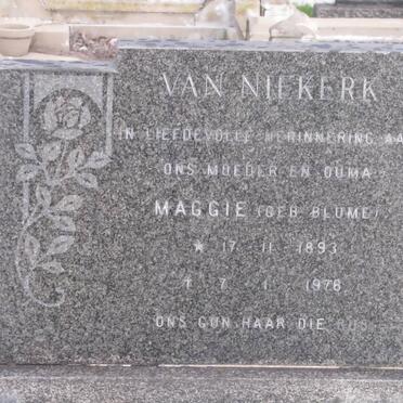 NIEKERK Maggie, van nee BLUME 1893-1978