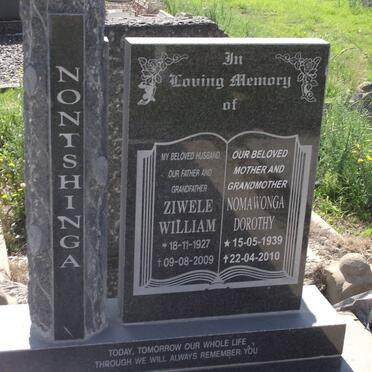 NONTSHINGA Ziwele William 1927-2009 &amp; Nomawonga Dorothy 1939-2010