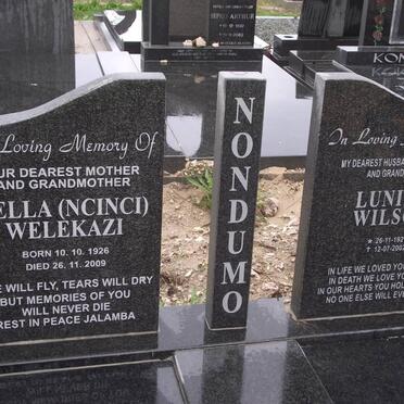 NONDUMO Bella Welekazi 1926-2009 &amp; Lunika Wilson 1927-2002