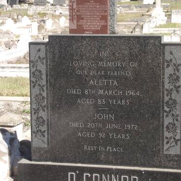 O'CONNOR Aletta -1964 &amp; John -1972