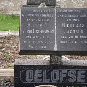 OELOFSE Nicklaas Jacobus 1895-1974 &amp; Aletta F. VAN LOGGERENBERG 1896-1965