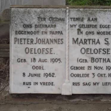 OELOFSE Pieter Johannes 1905-1962 &amp; Martha S.M. BOTHA 1904-1950