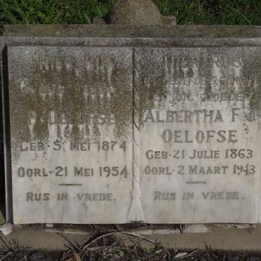 OELOFSE P. 1874-1954 &amp; Albertha F. 1863-1943