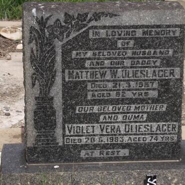 OLIESLAGER Matthew W. -1957 &amp; Violet Vera -1983