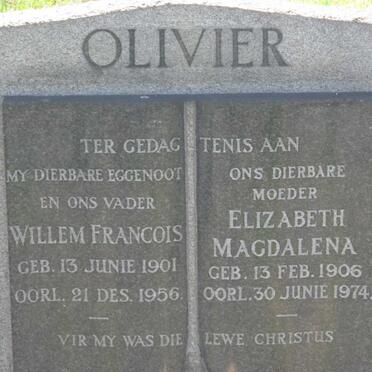 OLIVIER Willem Francois 1901-1956 &amp; Elizabeth Magdalena 1906-1974