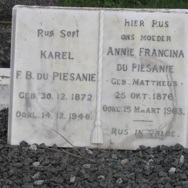 PIESANIE Karel F.B., du 1872-1946 &amp; Annie Francina MATTHEUS 1876-1963