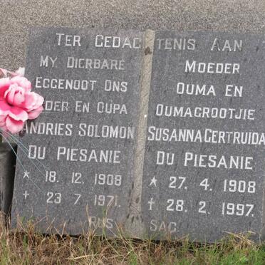PIESANIE Andries Solomon, du 1908-1971 &amp; Susanna Gertruida 1908-1997