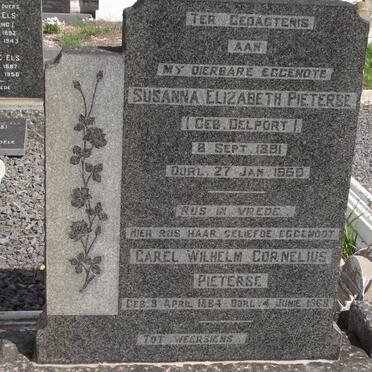PIETERSE Carel Wilhelm Cornelius 1884-1968 &amp; Susanna Elizabeth DELPORT 1891-1955