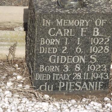 PIESANIE Carl F.B., du 1922-1928 :: PIESANIE Gideon S., du 1923-1943