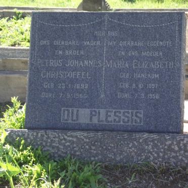 PLESSIS Petrus Johannes Christoffel, du 1898-1966 &amp; Maria Elizabeth HANEKOM 1897-1956