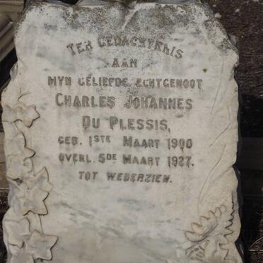 PLESSIS Charles Johannes, du 1900-1927