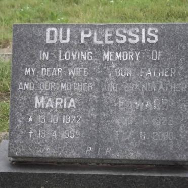 PLESSIS Maria, du 1922-1959 &amp; Edward 1922-2008