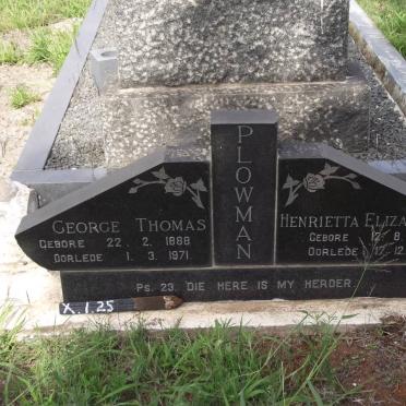 PLOWMAN George Thomas 1888-1971 &amp; Henrietta Elizabeth 1880-1957