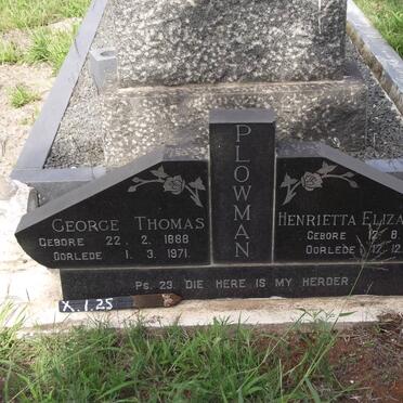 PLOWMAN George Thomas 1888-1971 &amp; Henrietta Elizabeth 1880-1957