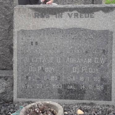 PLOOY Aletta H.D. 1895-1953 &amp; Abraham G.W. 1897-1962