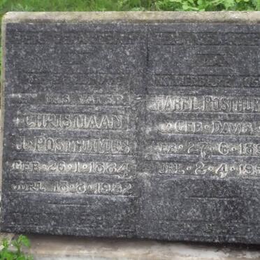 POSTHUMUS Christiaan J. 1884-1952 &amp; Mabel DAVIS 1890-1954