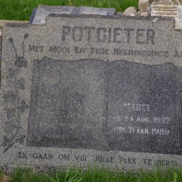 POTGIETER Jan Jakobus 1903-1969 &amp; Mabel 1922-1989