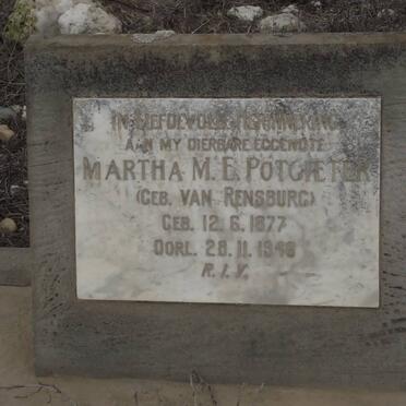 POTGIETER Martha M.E. nee VAN RENSBURG 1877-1948