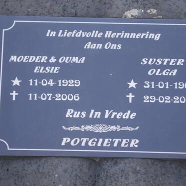 POTGIETER Elsie 1929-2006 :: POTGIETER Olga 1961-2004