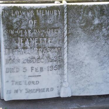 PRESTON Jeanette Daphne 1935-1958