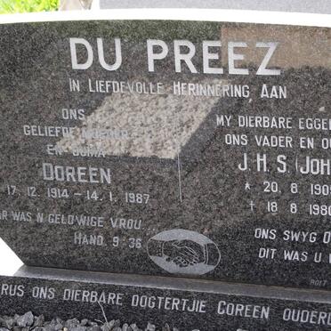 PREEZ J.H.S., du 1905-1980 &amp; Doreen 1914-1987 :: PREEZ Coreen, du