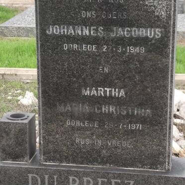 PREEZ Johannes Jacobus, du -1949 &amp; Martha Maria Christina -1971
