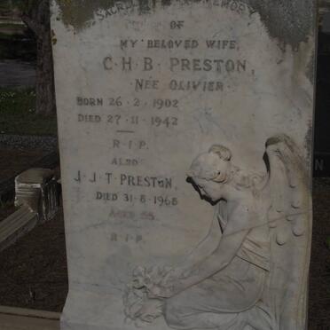 PRESTON C.H.B. nee OLIVIER 1902-1942 :: PRESTON J.J.T. -1968