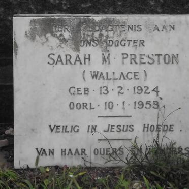 PRESTON Sarah M. nee WALLACE 1924-1953