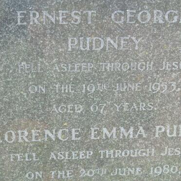PUDNEY Ernest George -1953 &amp; Florence Emma -1980
