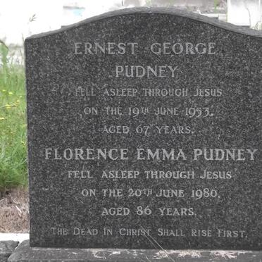 PUDNEY Ernest George -1953 &amp; Florence Emma -1980