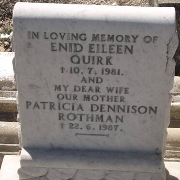 QUIRK Enid Eileen -1981 :: ROTHMAN Patricia Dennison -1987