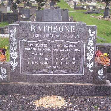 RATHBONE Ben 1911-1982 &amp; Maria 1913-2000