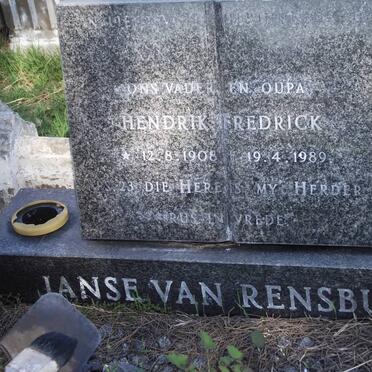 RENSBURG Hendrik Frederick, janse van 1908-1989