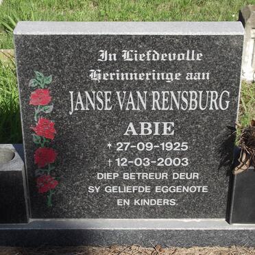 RENSBURG Abie, janse van 1925-2003