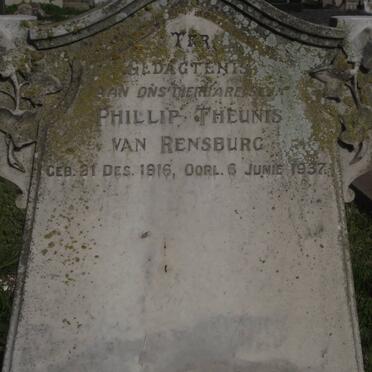 RENSBURG Phillip Theunis, van 1916-1937