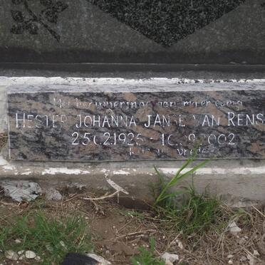 RENSBURG Hester Johanna, janse van 1925-2002