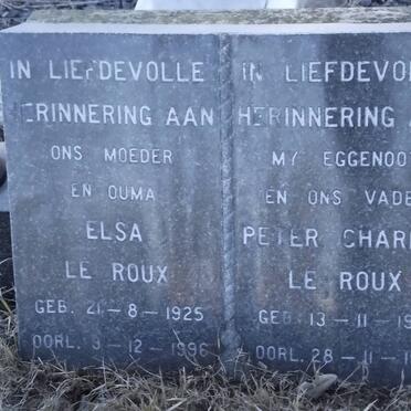 ROUX Peter Charles, le 1919-1961 &amp; Elsa 1925-1996