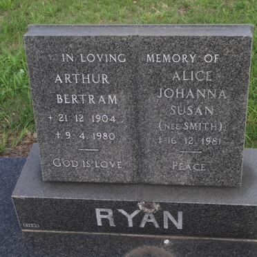 RYAN Arthur Bertram 1904-1980 &amp; Alice Johanna Susan SMITH -1981