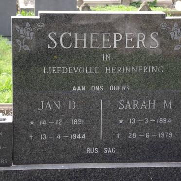 SCHEEPERS Jan D. 1891-1944 &amp; Sarah M. 1894-1979