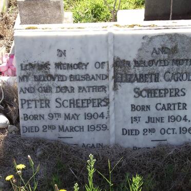 SCHEEPERS Peter 1904-1959 &amp; Elizabeth Caroline CARTER 1904-1963