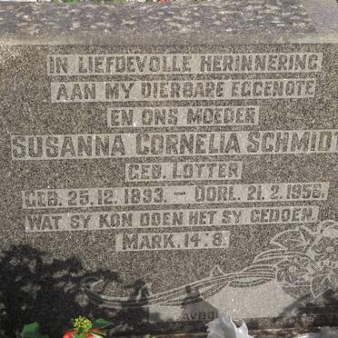 SCHMIDT Susanna Cornelia nee LOTTER 1893-1956