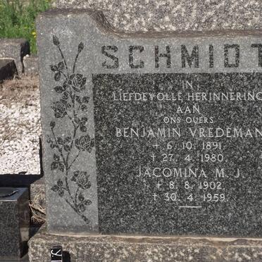 SCHMIDT Benjamin Vredeman 1891-1980 &amp; Jacomina M.J. 1902-1959
