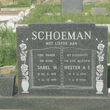 SCHOEMAN Sarel H. 1918-1993 &amp; Hester A.E. 1919-1954