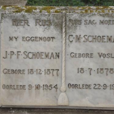 SCHOEMAN J.P.F. 1877-1954 &amp; C.M. VOSLOO 1878-1966