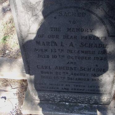 SCHADIE Carl August 1855-1938 &amp; Maria L.A. 1858-1938