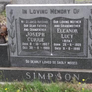 SIMPSON Joseph Currie 1907-1980 &amp; Eleanor Lucy 1909-1990